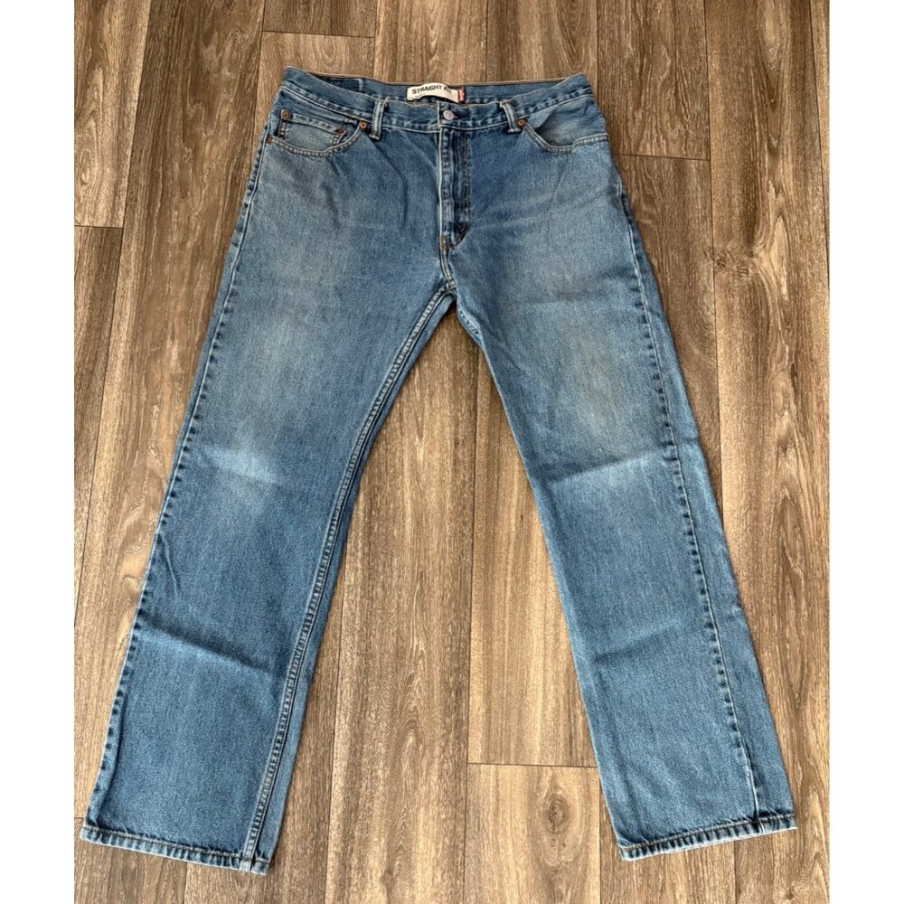 LEVI'S 505 STRAIGHT FIT MENS DENIM BLUE JEANS SIZE 36X34 TALL-LONG 100% COTTON